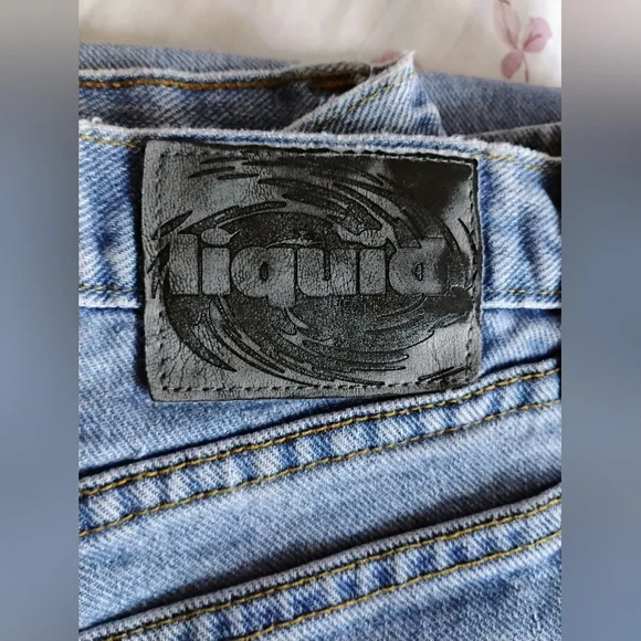 VINTAGE 'Liquid Jeans' SIZE 3 Flared Leg Blue Denim Jeans From The 1990's MINT - Picture 9 of 10